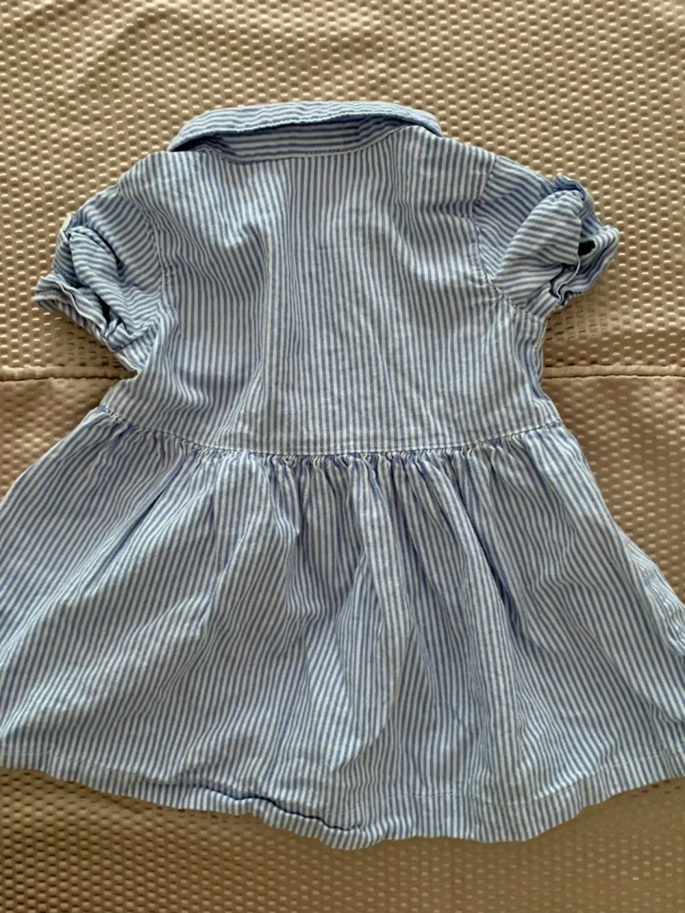 Carter’s 6M Blue White Striped Ruffle Collar Shirt Dress
